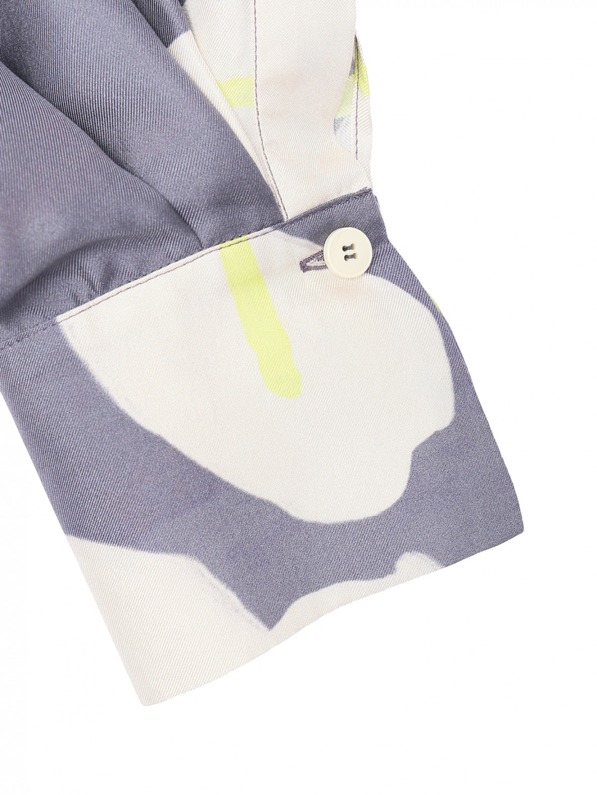 Блуза из шелка с цветочным узором Alysi  –  Деталь1  – Цвет:  Серый