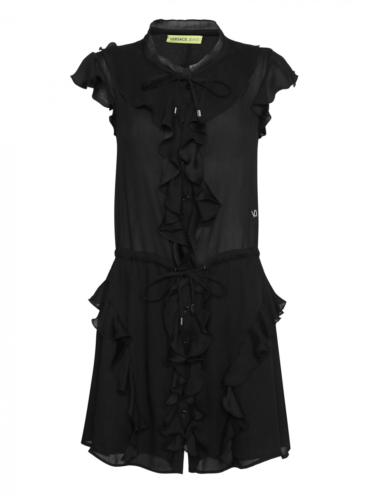Платье с воланами Versace Jeans  –  Общий вид  – Цвет:  Черный