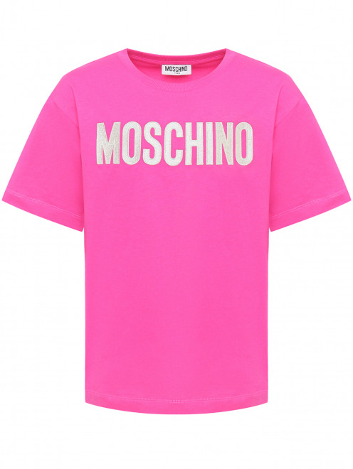 Футболка с вышивкой из хлопка Moschino - Общий вид