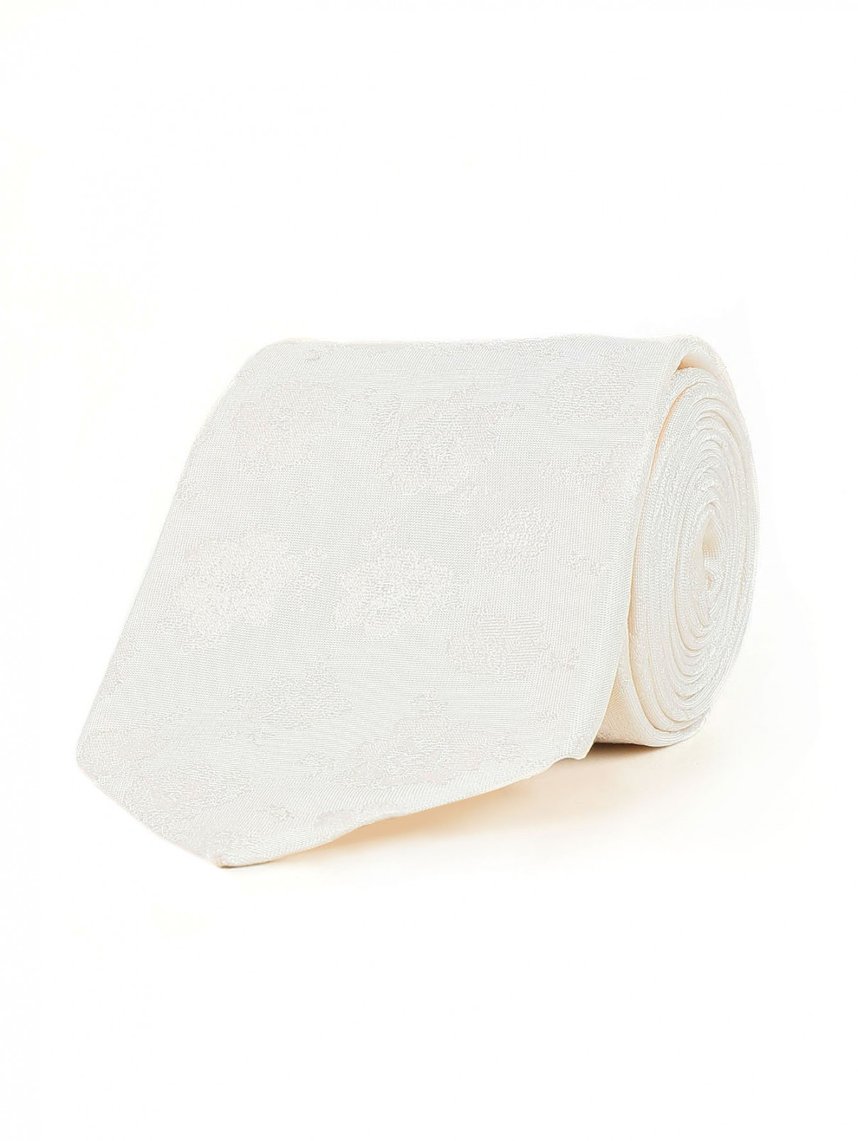 Галстук из шелка с узором Kenzo  –  Общий вид  – Цвет:  Белый