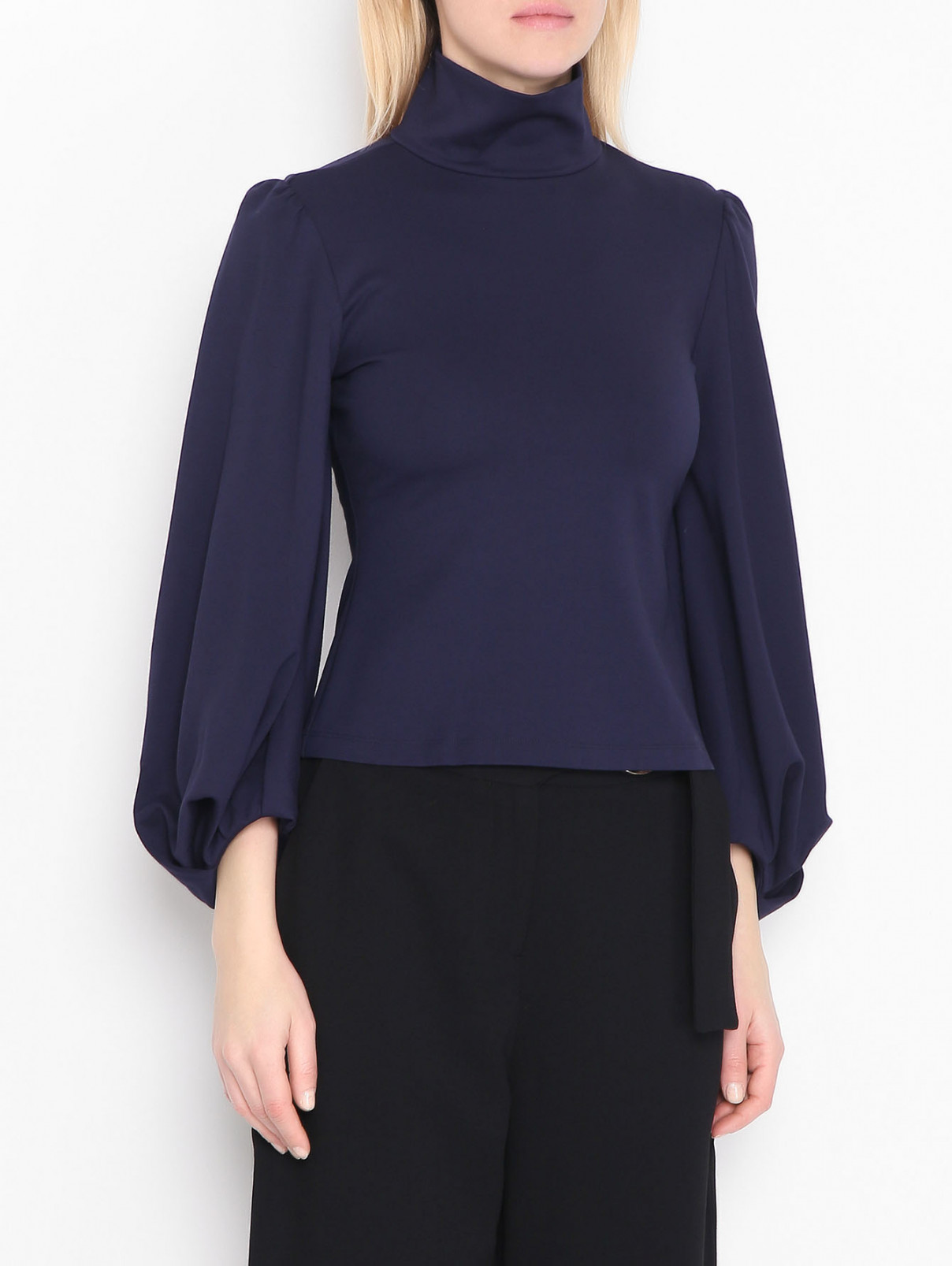 Однотонная блуза с объемными рукавами Dorothee Schumacher  –  МодельВерхНиз  – Цвет:  Синий