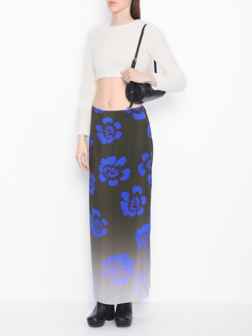 Юбка из шелка с цветочным узором Nina Ricci - МодельОбщийВид