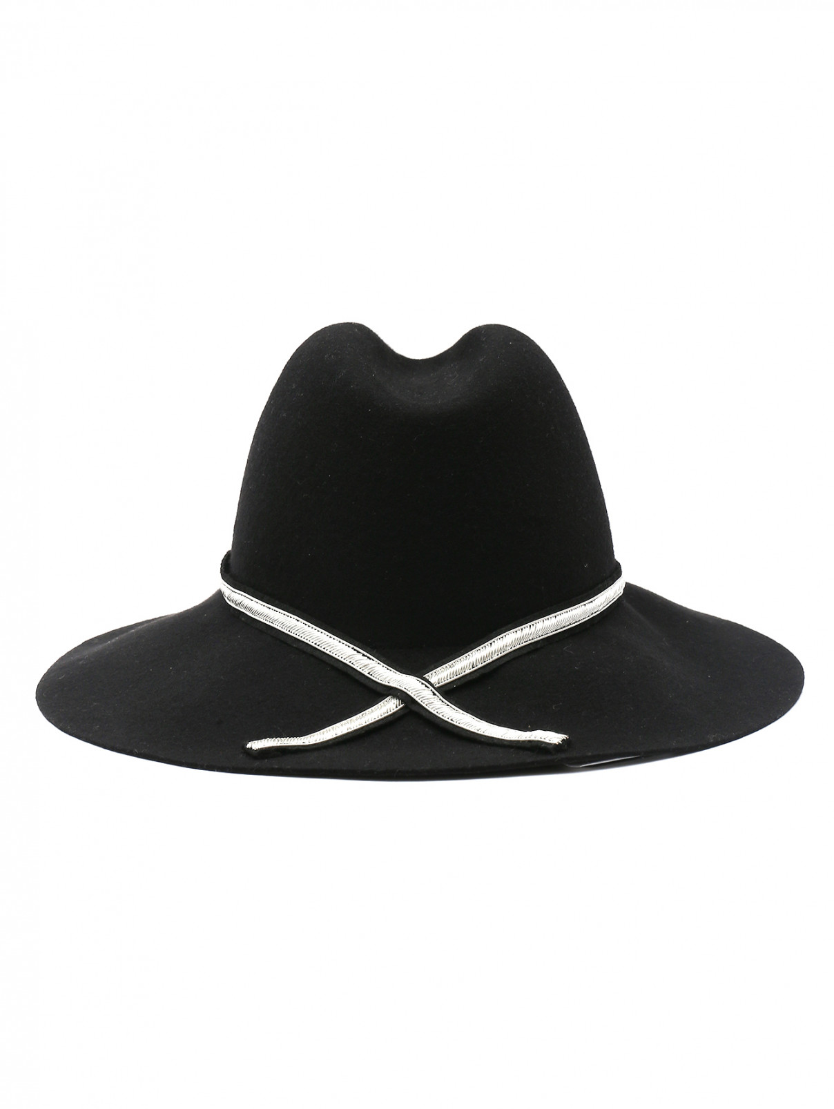 Шляпа из шерсти с декором Ermanno Scervino  –  Обтравка2  – Цвет:  Черный