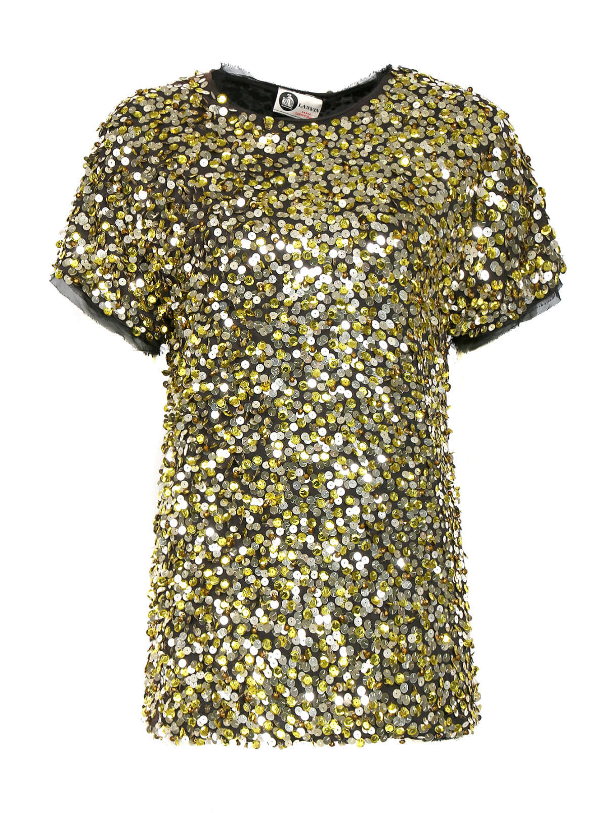 Блуза из хлопка декорированная пайетками Lanvin  –  Общий вид  – Цвет:  Мультиколор