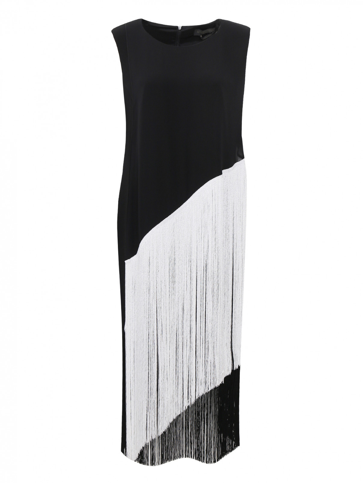 Платье-футляр с отделкой бахромой Marina Rinaldi  –  Общий вид  – Цвет:  Черный