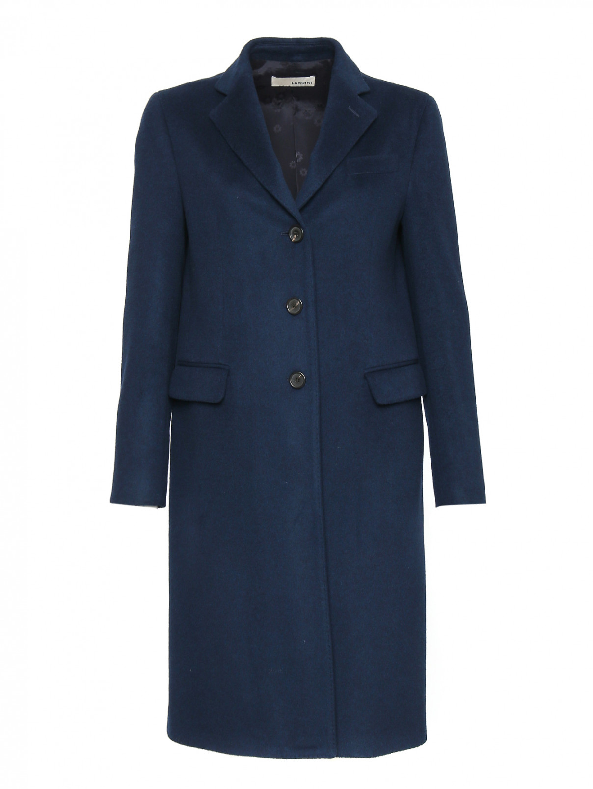 Однобортное пальто из шерсти и кашемира LARDINI  –  Общий вид  – Цвет:  Синий