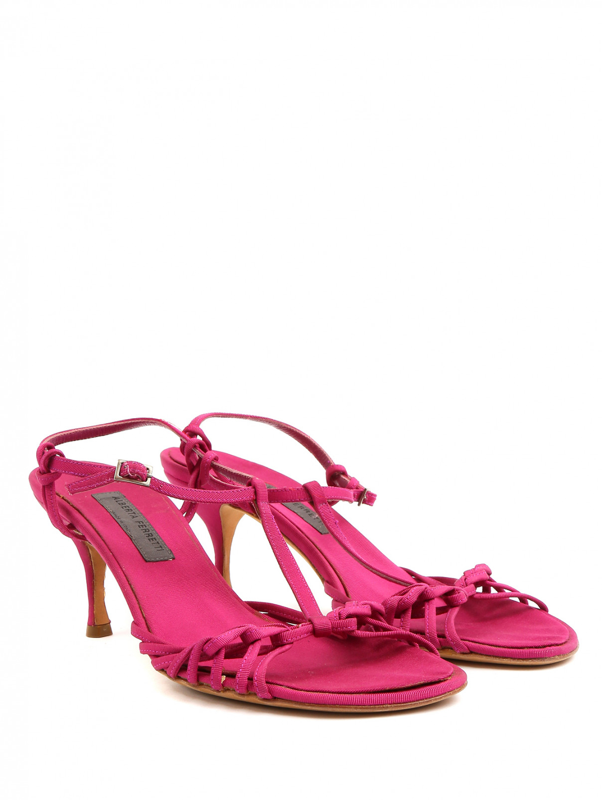 Босоножки на среднем каблуке с плетением Alberta Ferretti  –  Общий вид  – Цвет:  Розовый