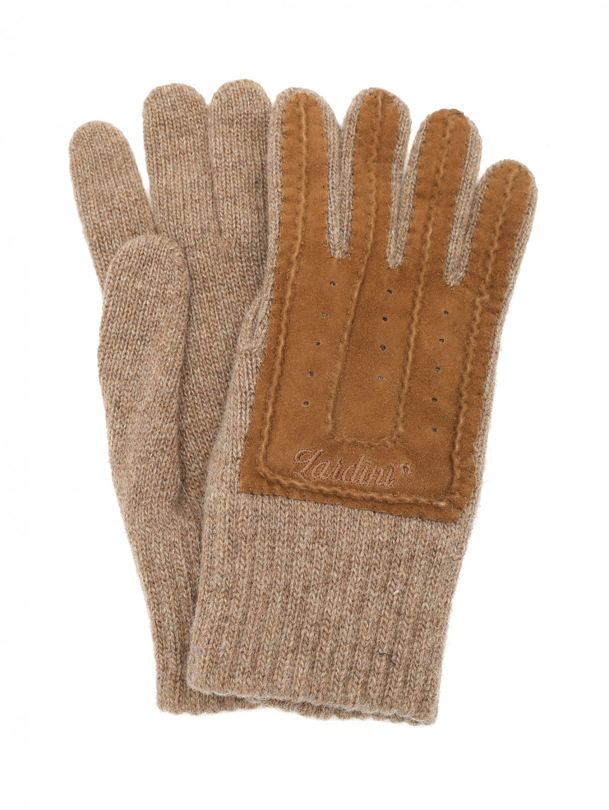 Перчатки из шерсти и кожи LARDINI  –  Общий вид  – Цвет:  Коричневый