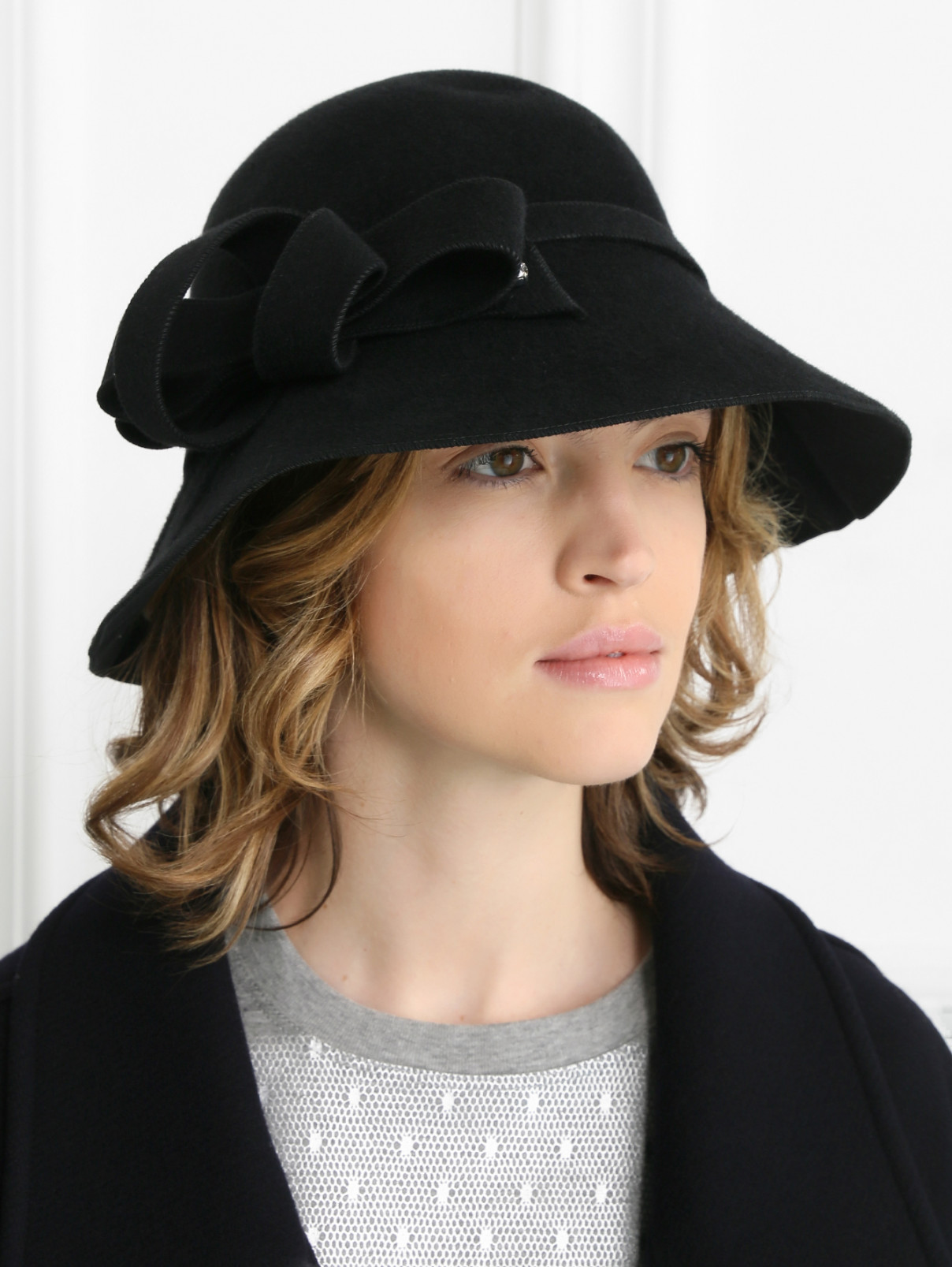Шляпа из шерсти с декором Marni  –  Модель Общий вид  – Цвет:  Черный
