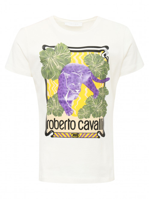 Футболка с фактурным принтом Roberto Cavalli - Общий вид