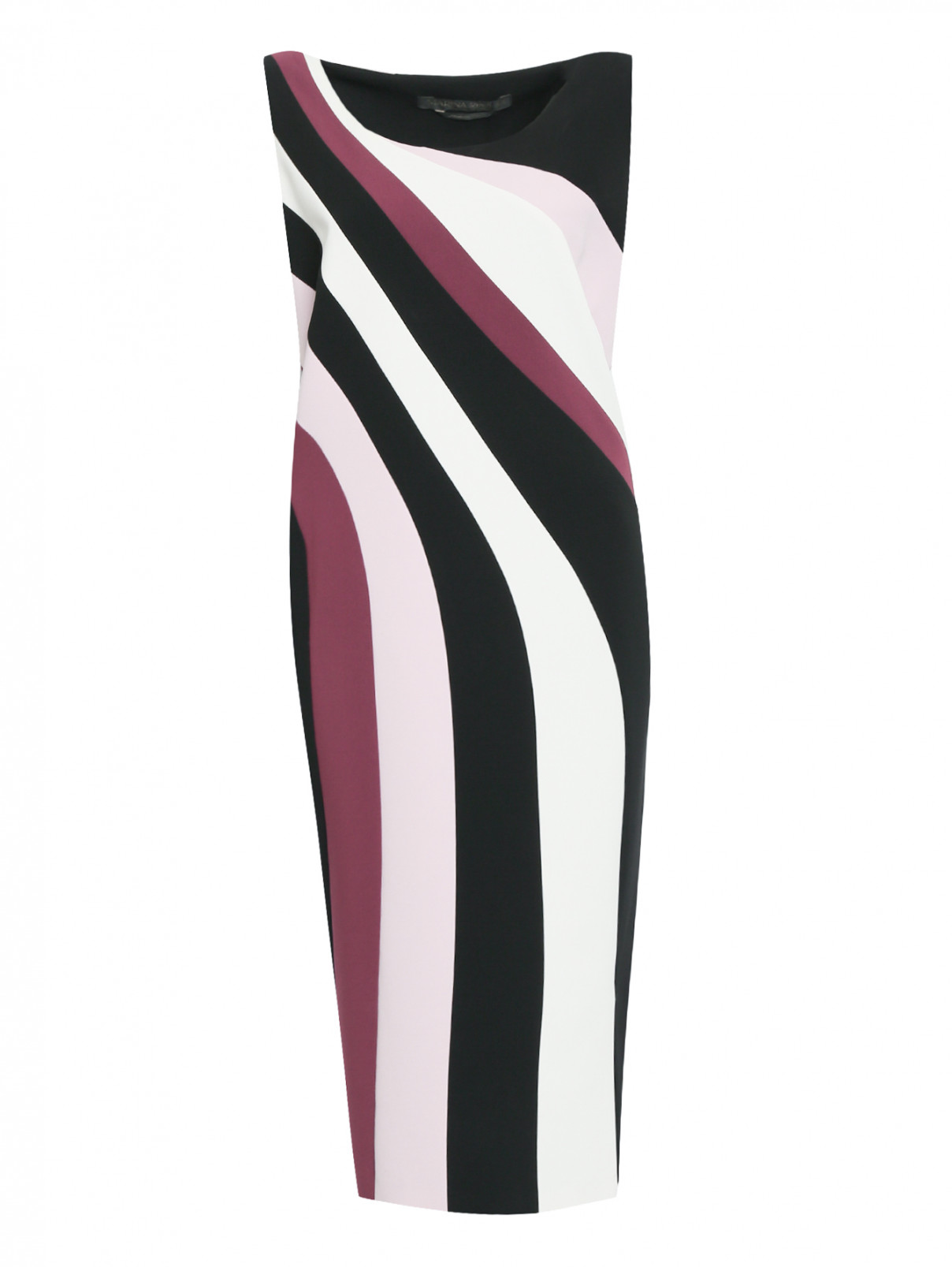 Платье-миди с узором "полоска" Marina Rinaldi  –  Общий вид  – Цвет:  Узор