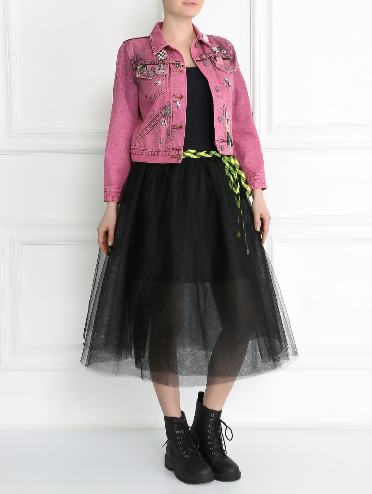 Юбка-пачка с контрастным поясом Marc Jacobs  –  Модель Общий вид  – Цвет:  Черный