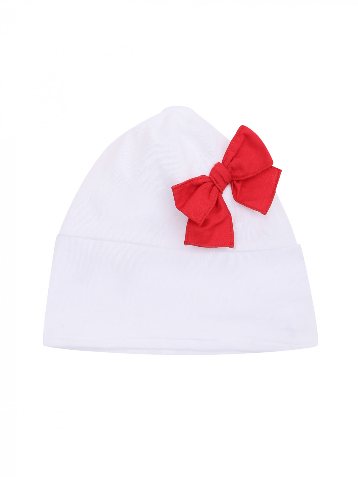 Трикотажная шапка с бантом Aletta  –  Общий вид  – Цвет:  Белый