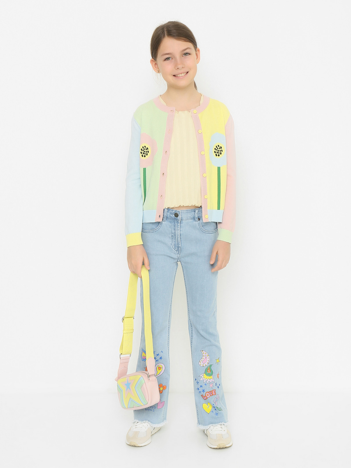 Кардиган из хлопка с узором Stella McCartney kids  –  МодельОбщийВид  – Цвет:  Узор