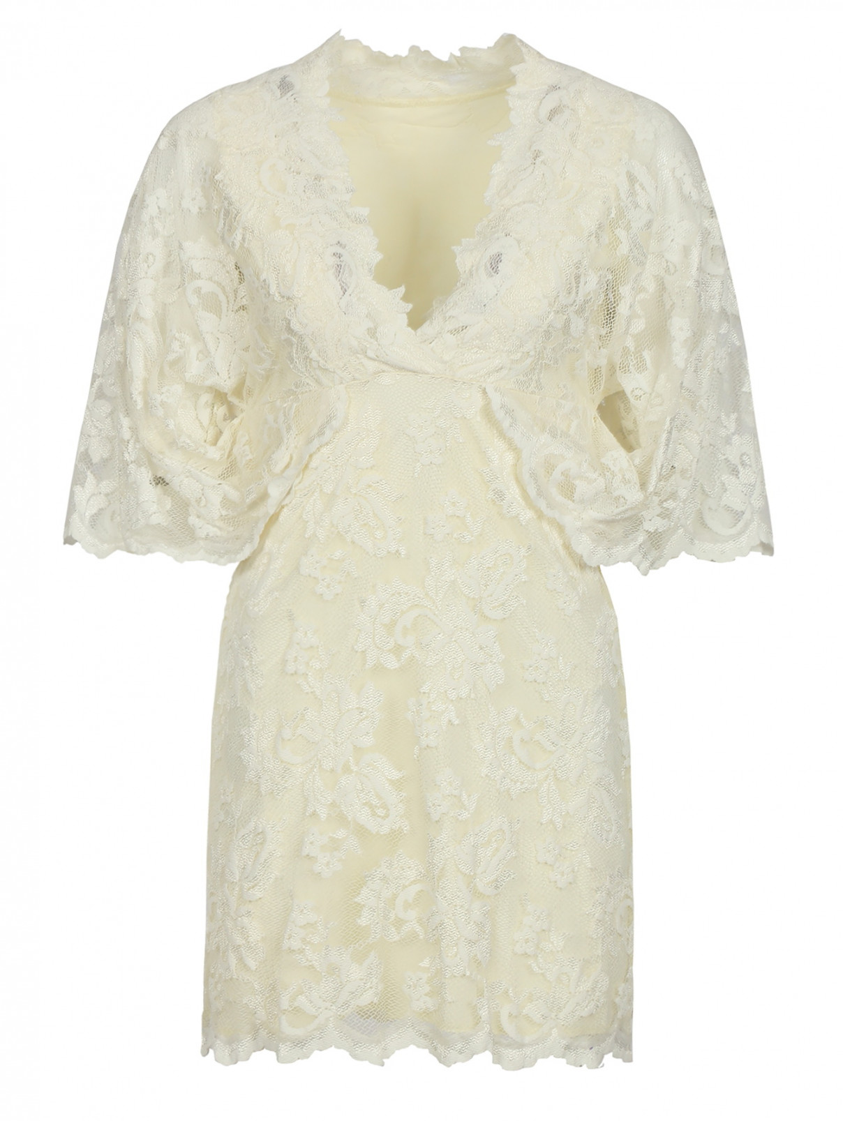 Кружевное платье-мини Olvi's  –  Общий вид  – Цвет:  Белый