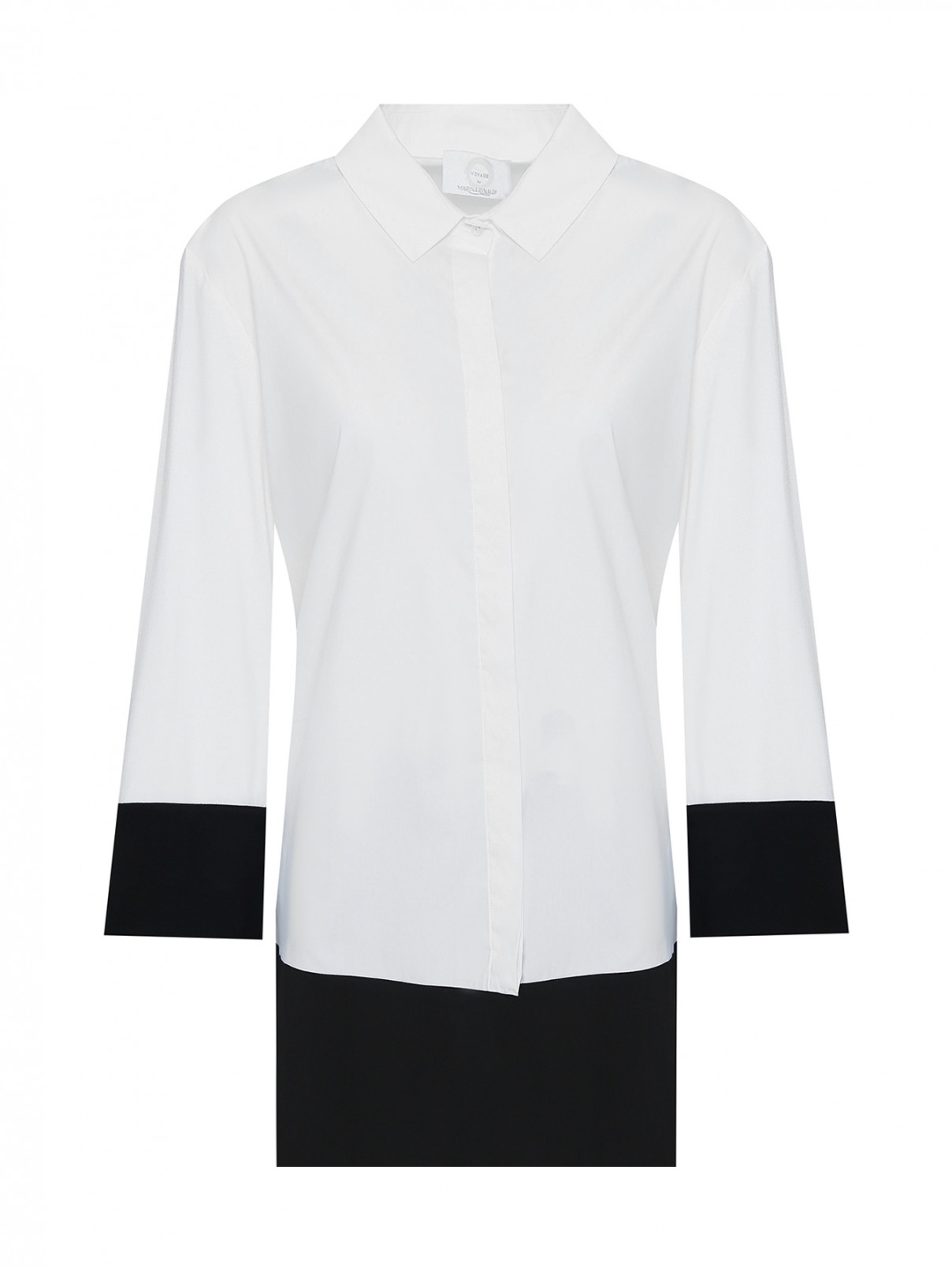 Рубашка из хлопка с контрастным низом Voyage by Marina Rinaldi  –  Общий вид  – Цвет:  Белый