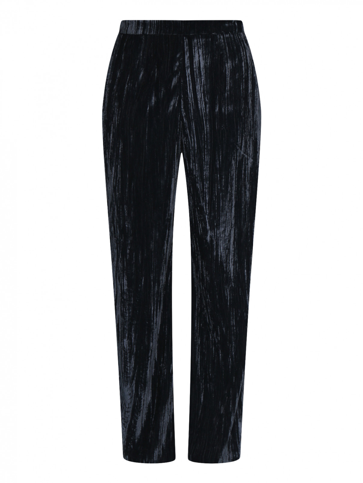Бархатные брюки на резинке свободного кроя Max&Co  –  Общий вид  – Цвет:  Синий