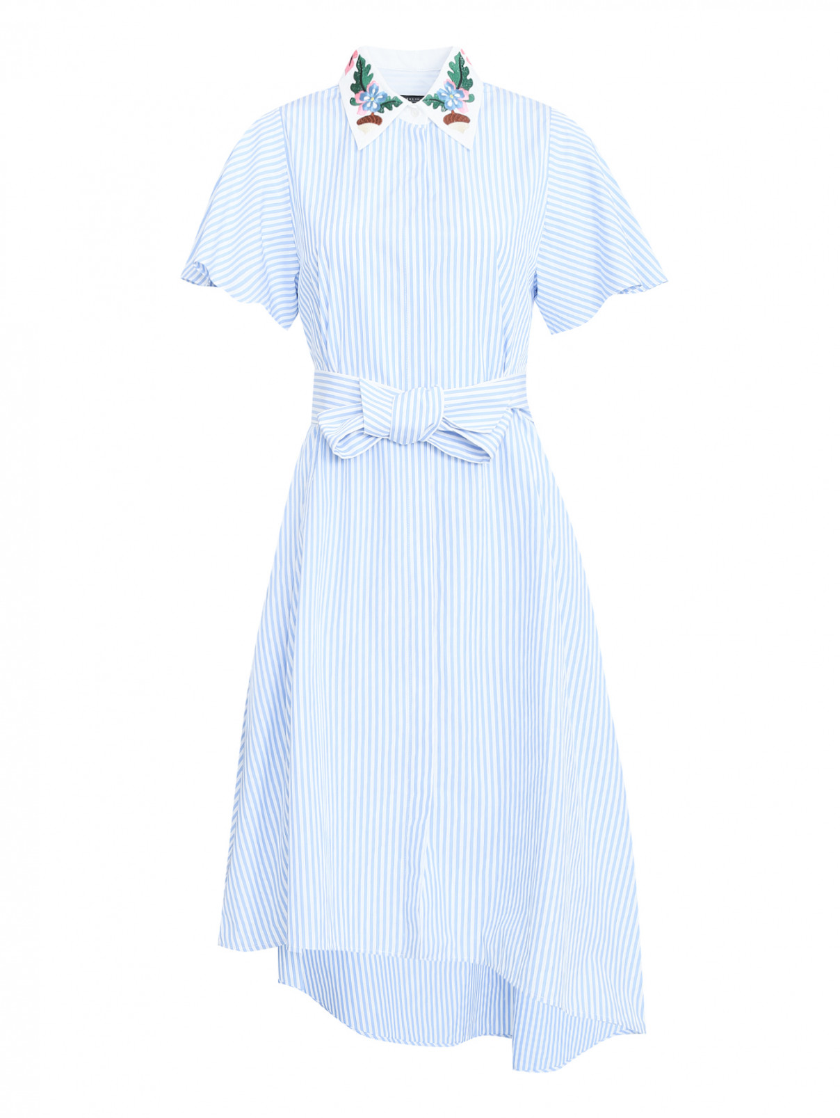 Платье из хлопка асимметричного кроя с узором "полоска" Weekend Max Mara  –  Общий вид  – Цвет:  Узор
