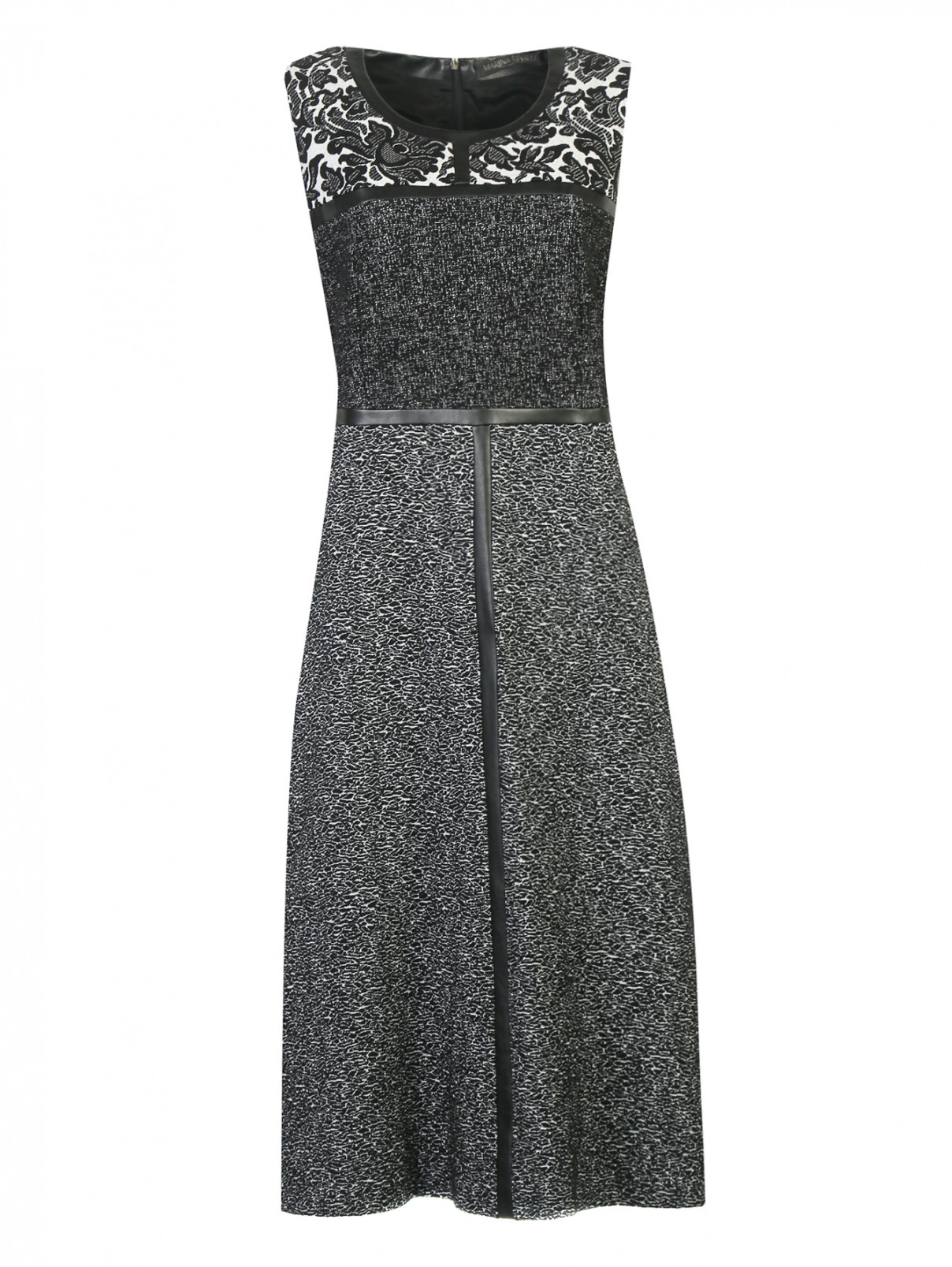 Платье-миди с узором и контрастной отделкой Marina Rinaldi  –  Общий вид  – Цвет:  Узор