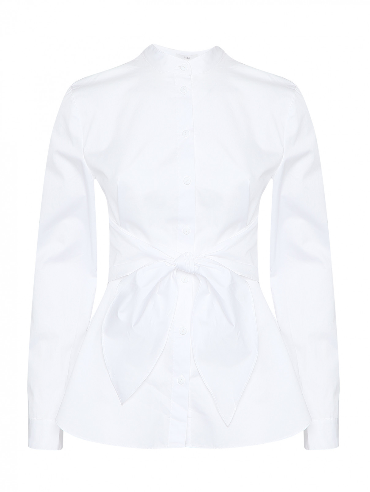 Блуза из хлопка с драпировкой TIBI  –  Общий вид  – Цвет:  Белый