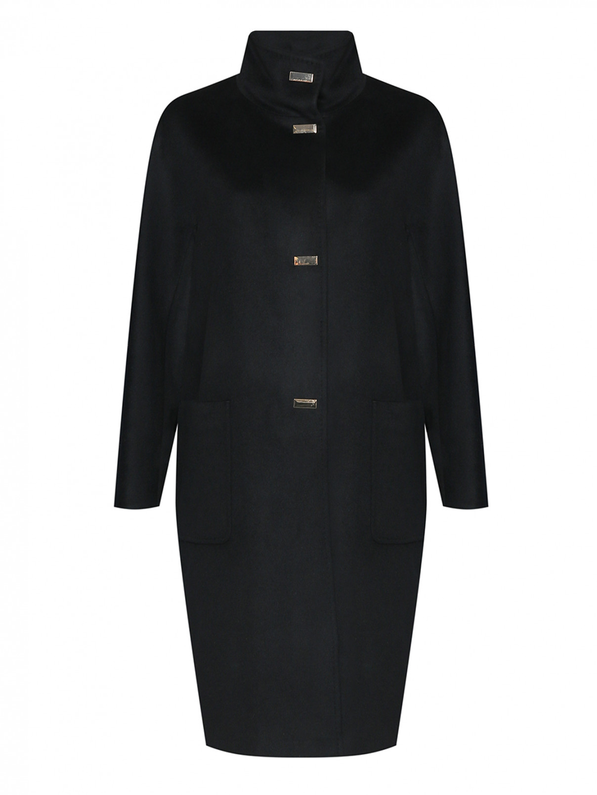 Пальто из шерсти на кнопках Marina Rinaldi  –  Общий вид  – Цвет:  Черный