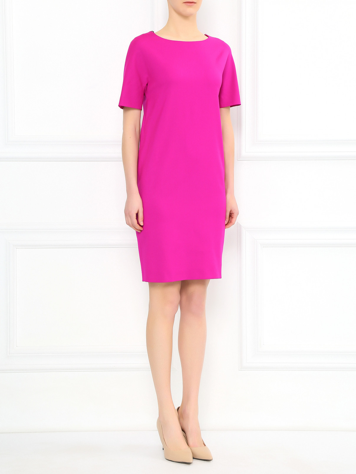 Платье из шерсти свободного кроя Moschino Boutique  –  Модель Общий вид  – Цвет:  Розовый