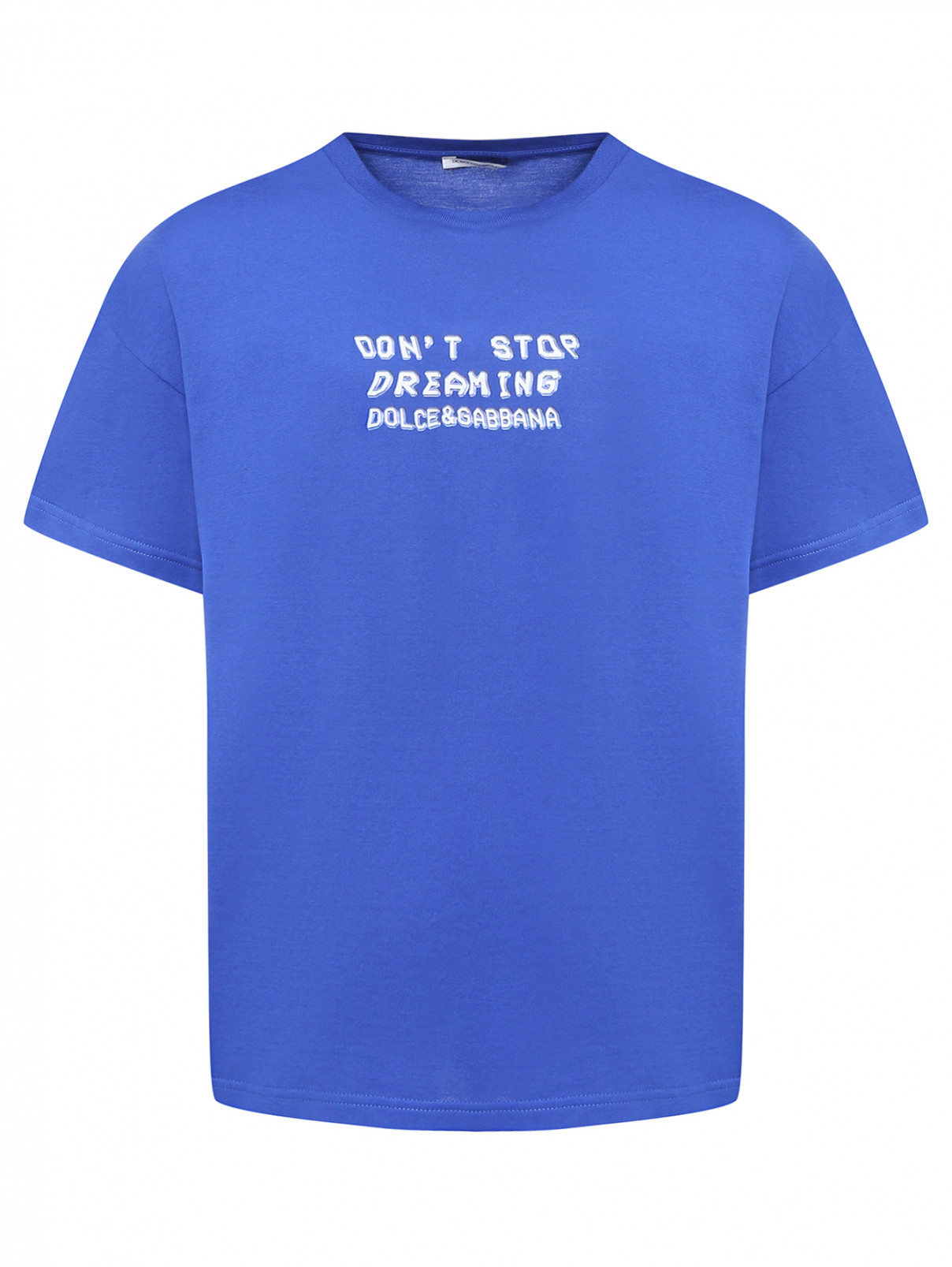 Трикотажная футболка с принтом Dolce & Gabbana  –  Общий вид  – Цвет:  Синий