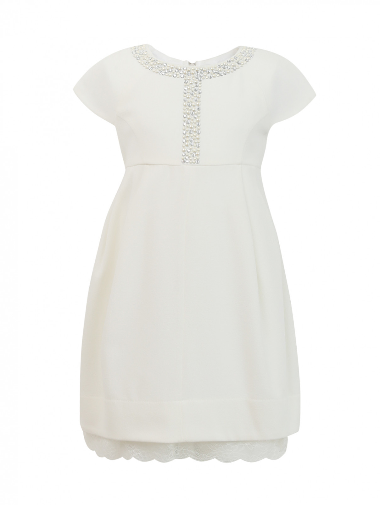 Платье декорированное бусинами MiMiSol  –  Общий вид  – Цвет:  Белый