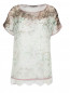 Блуза из шелка с цветочным узором с вставкой из кружева Les Copains  –  Общий вид