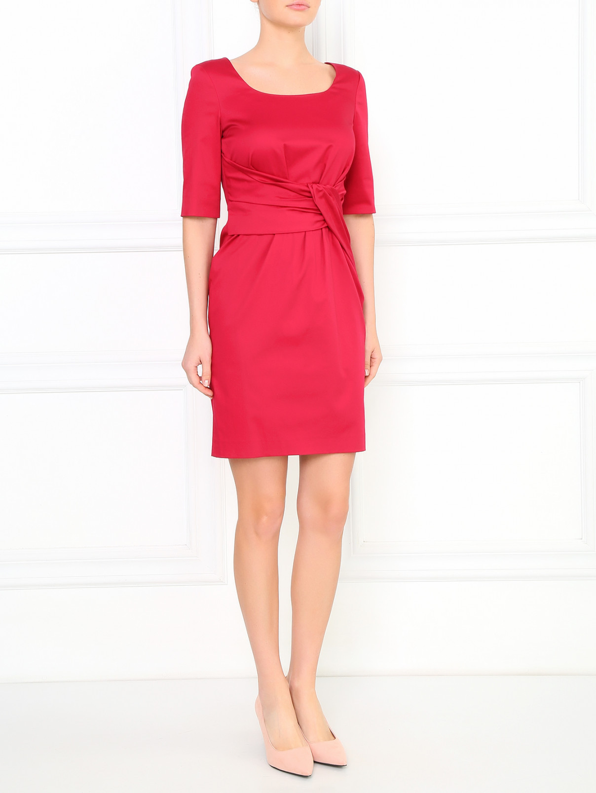 Платье-футляр с декоративной драпировкой Moschino Cheap&Chic  –  Модель Общий вид  – Цвет:  Розовый