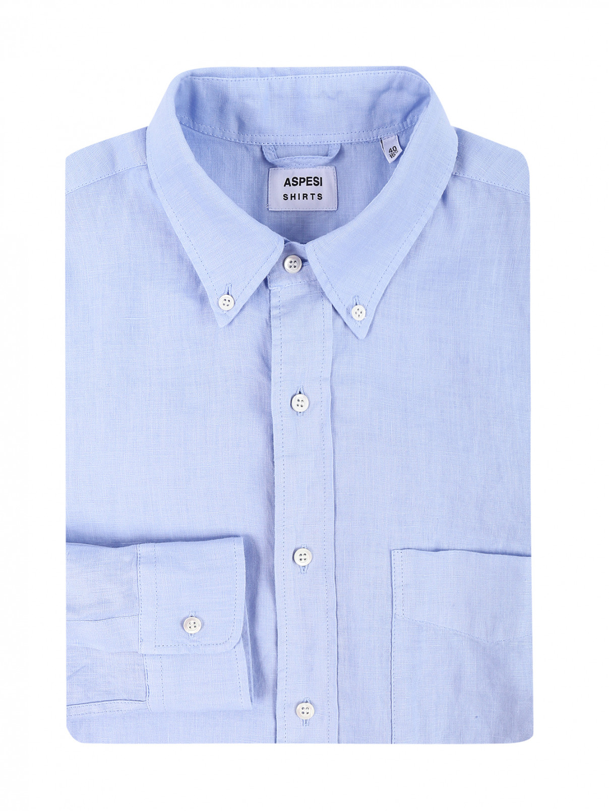 Рубашка из льна Aspesi  –  Общий вид  – Цвет:  Синий