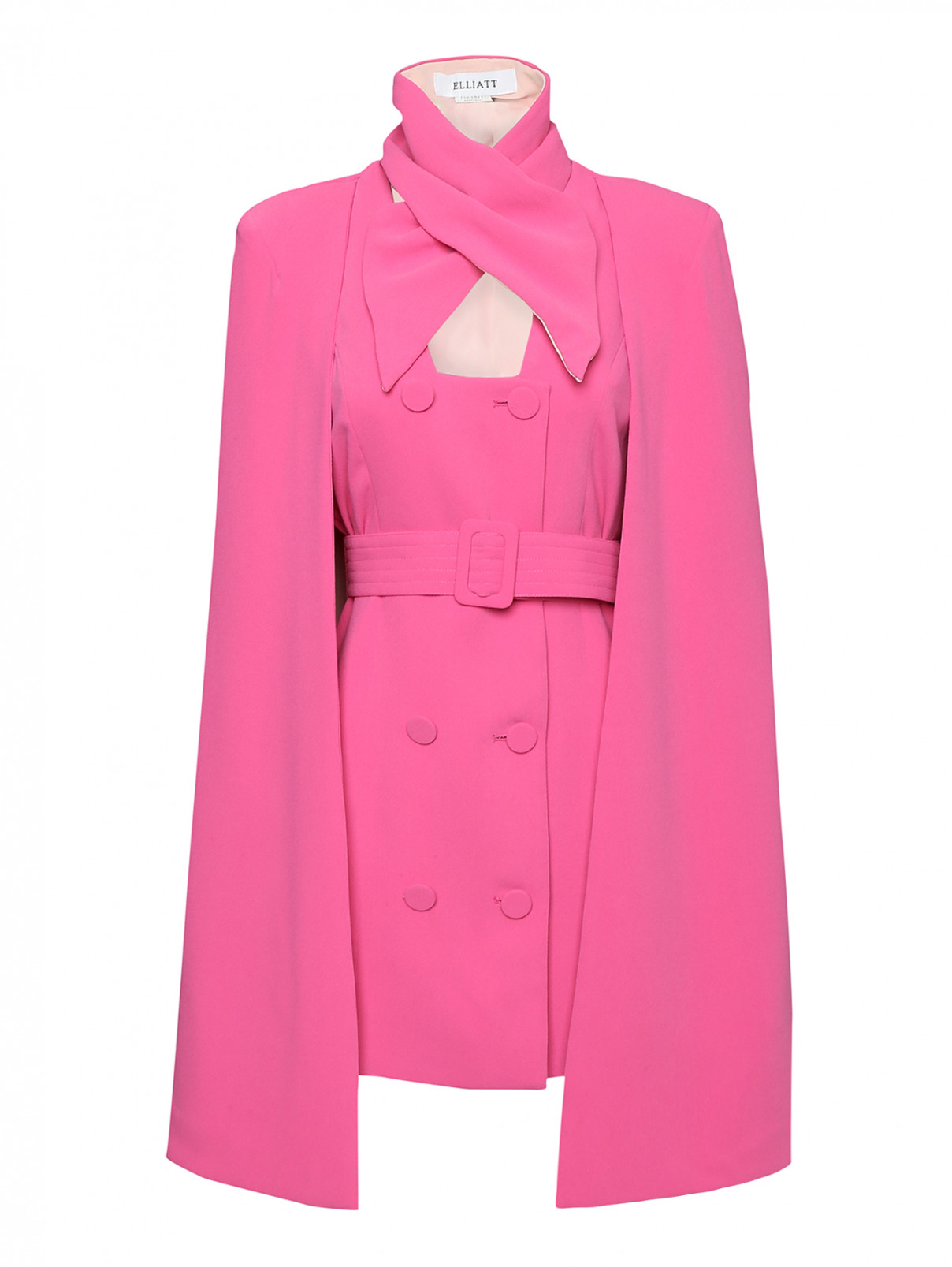 Платье на пуговицах с поясом Elliatt  –  Общий вид  – Цвет:  Розовый