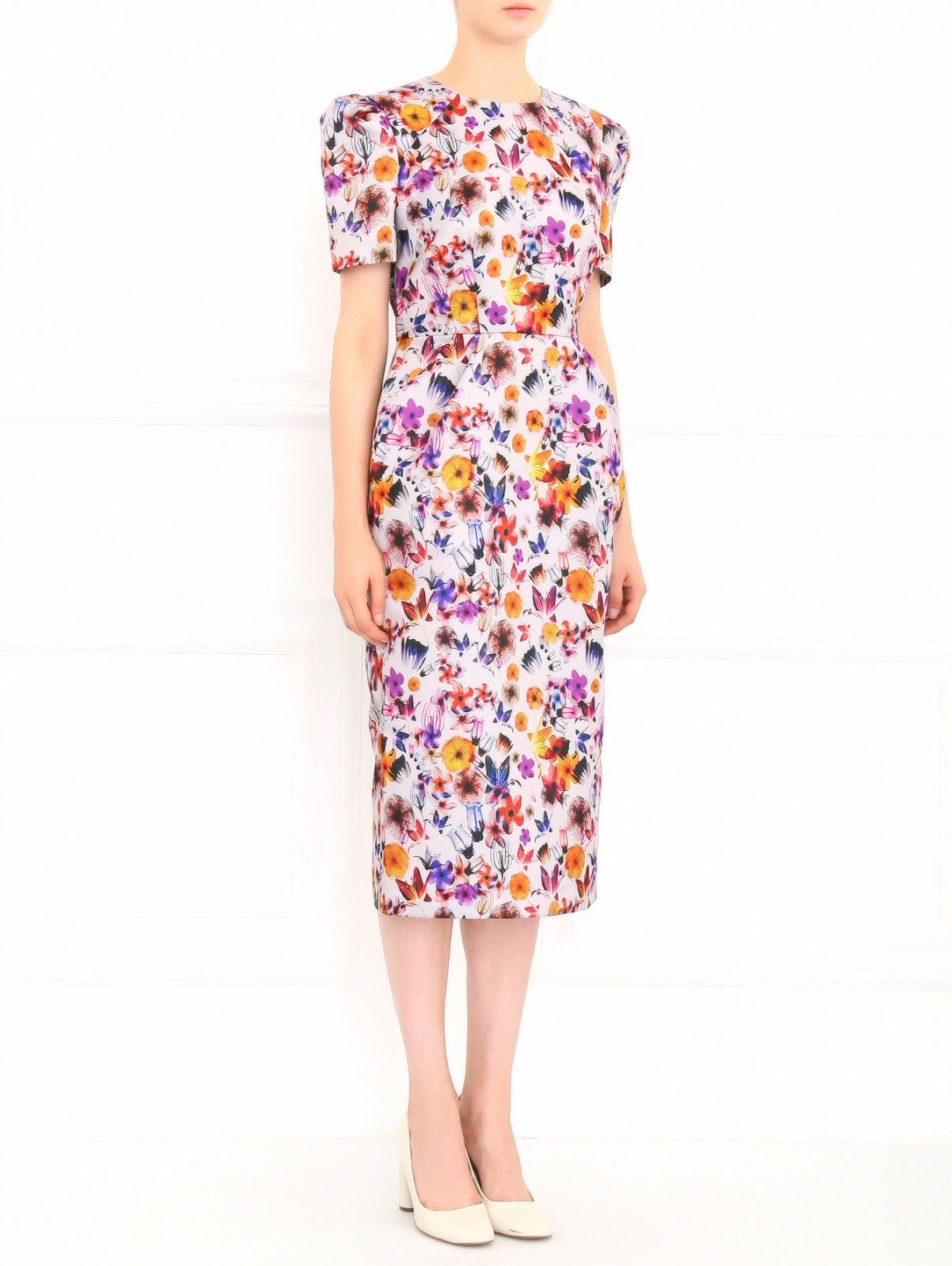 Платье-миди с цветочным узором Kira Plastinina  –  Модель Общий вид  – Цвет:  Узор