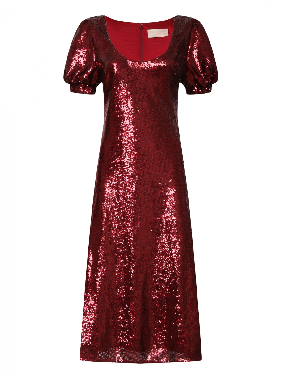 Платье-миди в пайетках Keepsake  –  Общий вид  – Цвет:  Красный