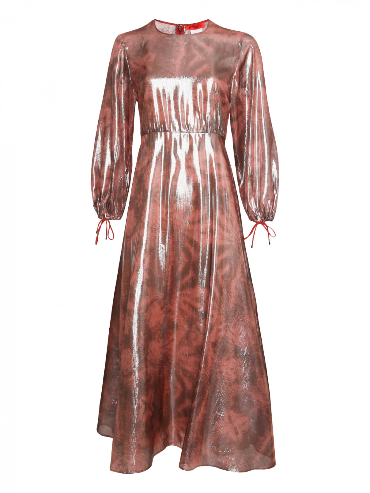 Платье-миди из шелка расклешенного кроя Max&Co  –  Общий вид  – Цвет:  Красный