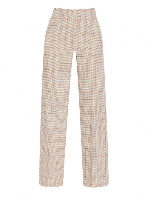 Брюки из льна и хлопка в гусиную лапку Weekend Max Mara - Общий вид