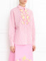 Блуза из хлопка и шелка с  аппликацией на груди Moschino Boutique  –  МодельВерхНиз