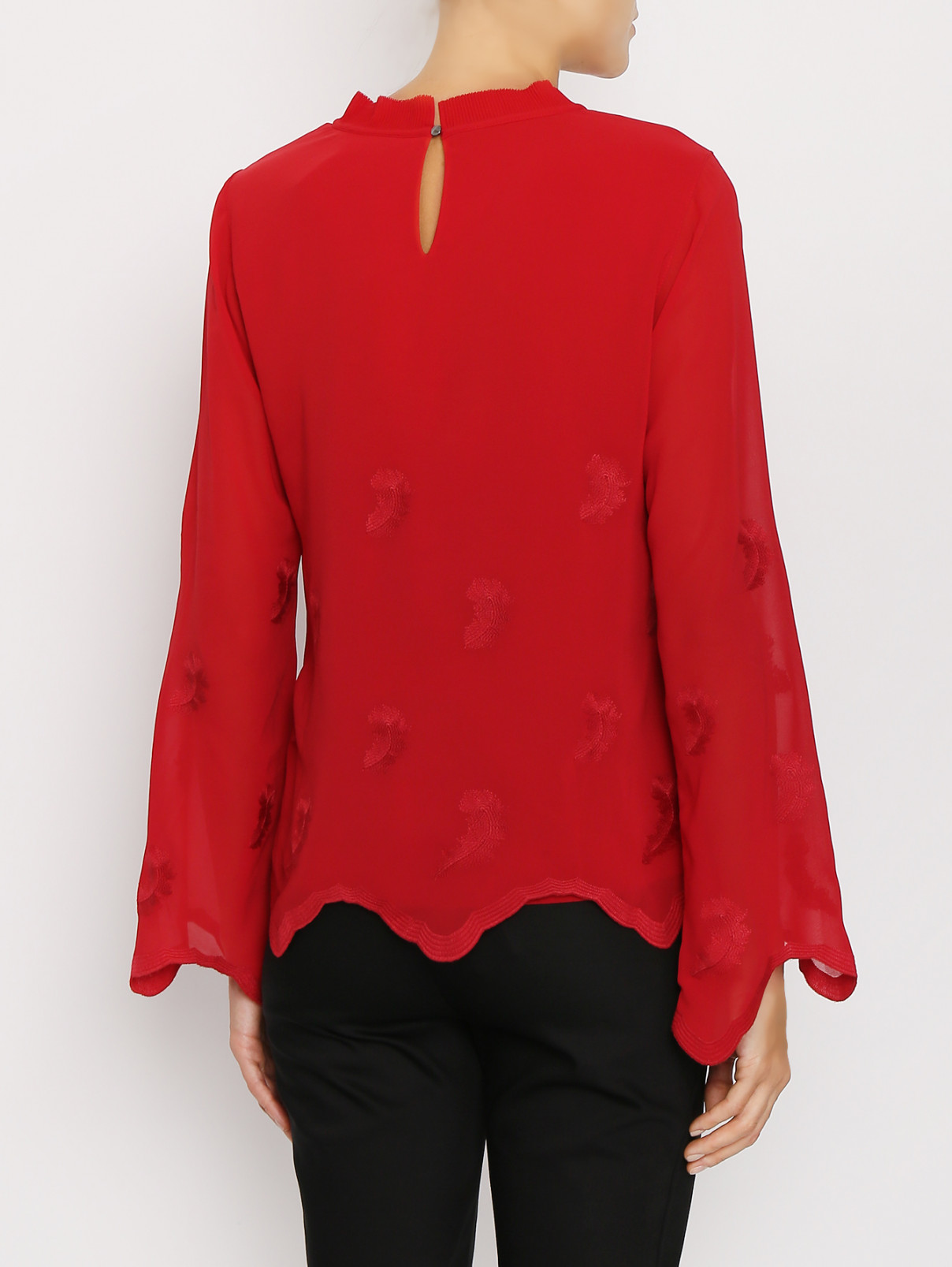 Блуза с вышивкой и фигурным краем Comma  –  МодельВерхНиз1