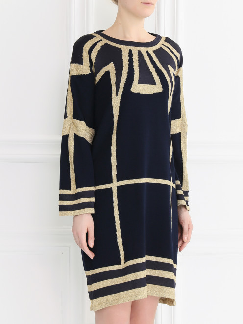 Трикотажное платье-мини из хлопка с узором Alberta Ferretti - Модель Верх-Низ