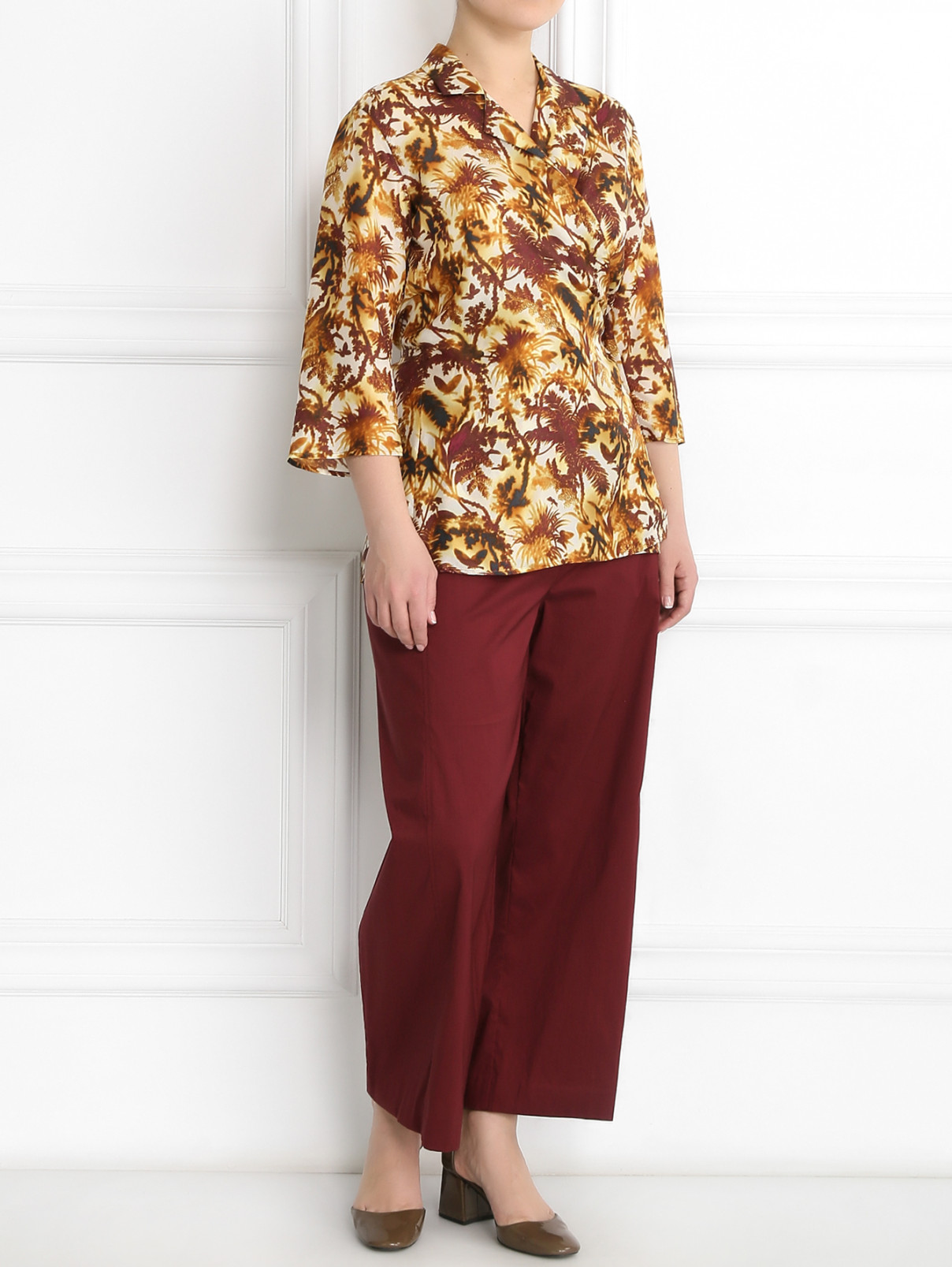 Укороченные брюки из хлопка Marina Rinaldi  –  Модель Общий вид  – Цвет:  Красный