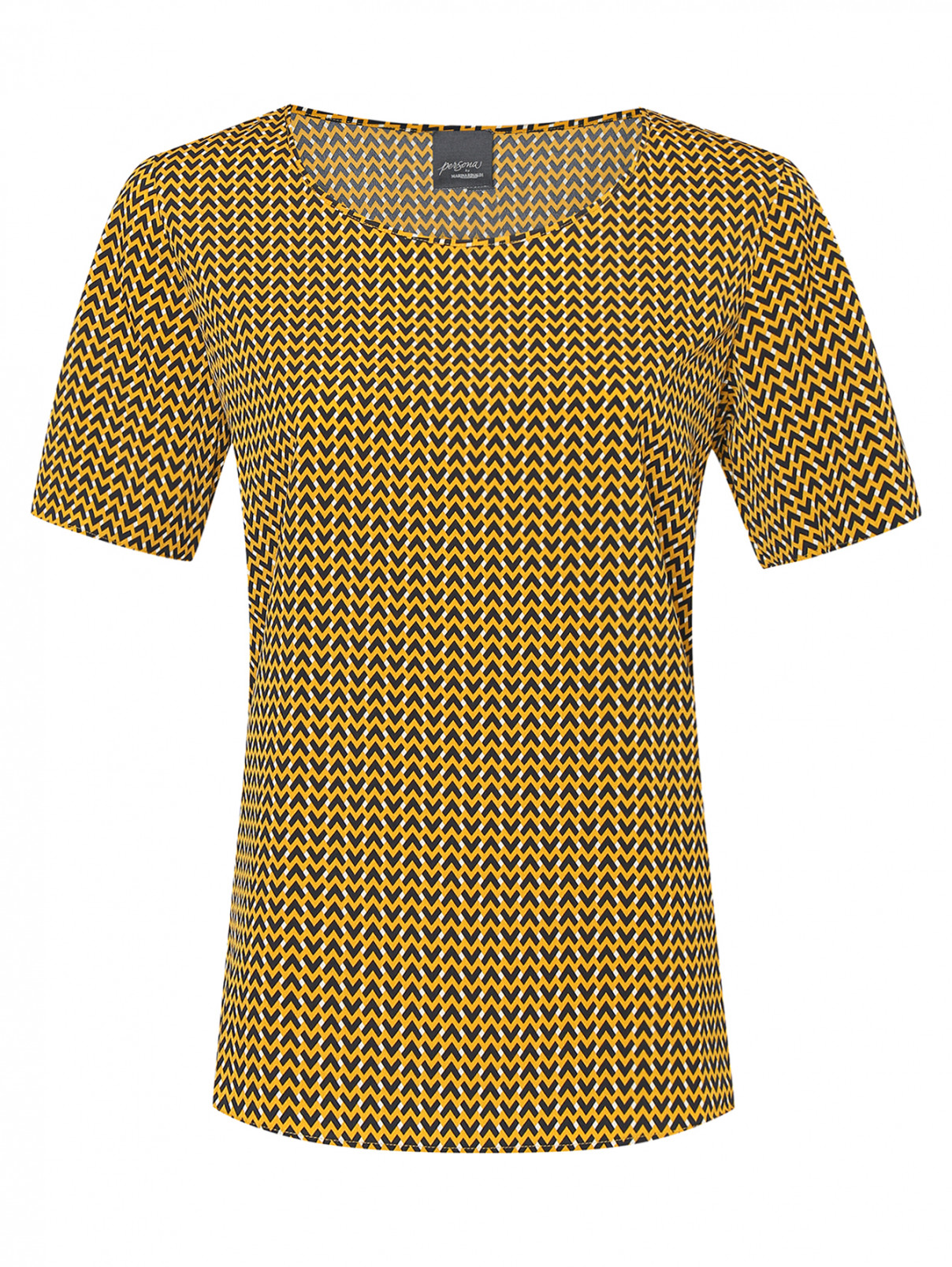 Блуза с графичным узором Persona by Marina Rinaldi  –  Общий вид  – Цвет:  Оранжевый