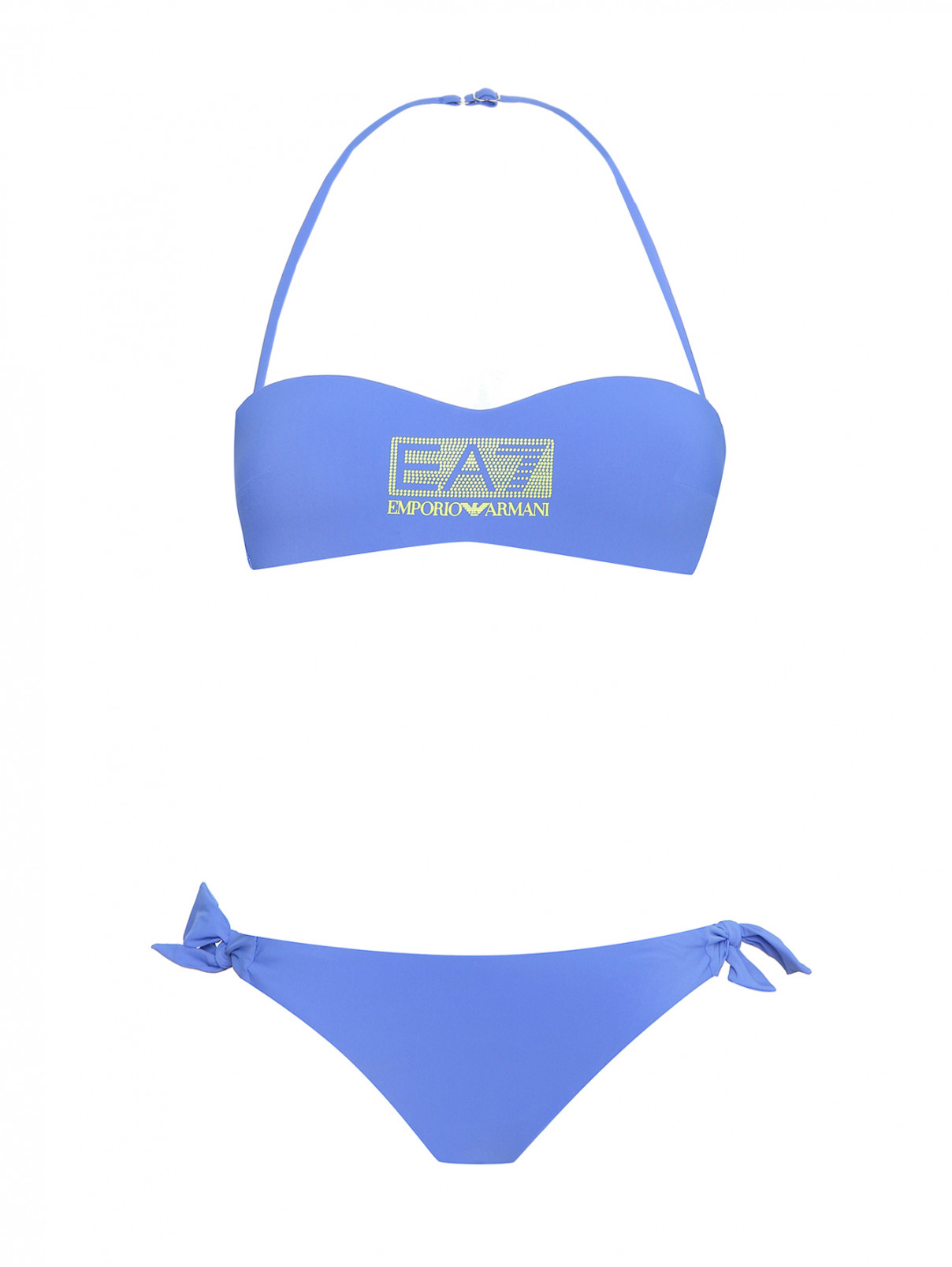 Раздельный купальник с логотипом EA 7  –  Общий вид  – Цвет:  Синий