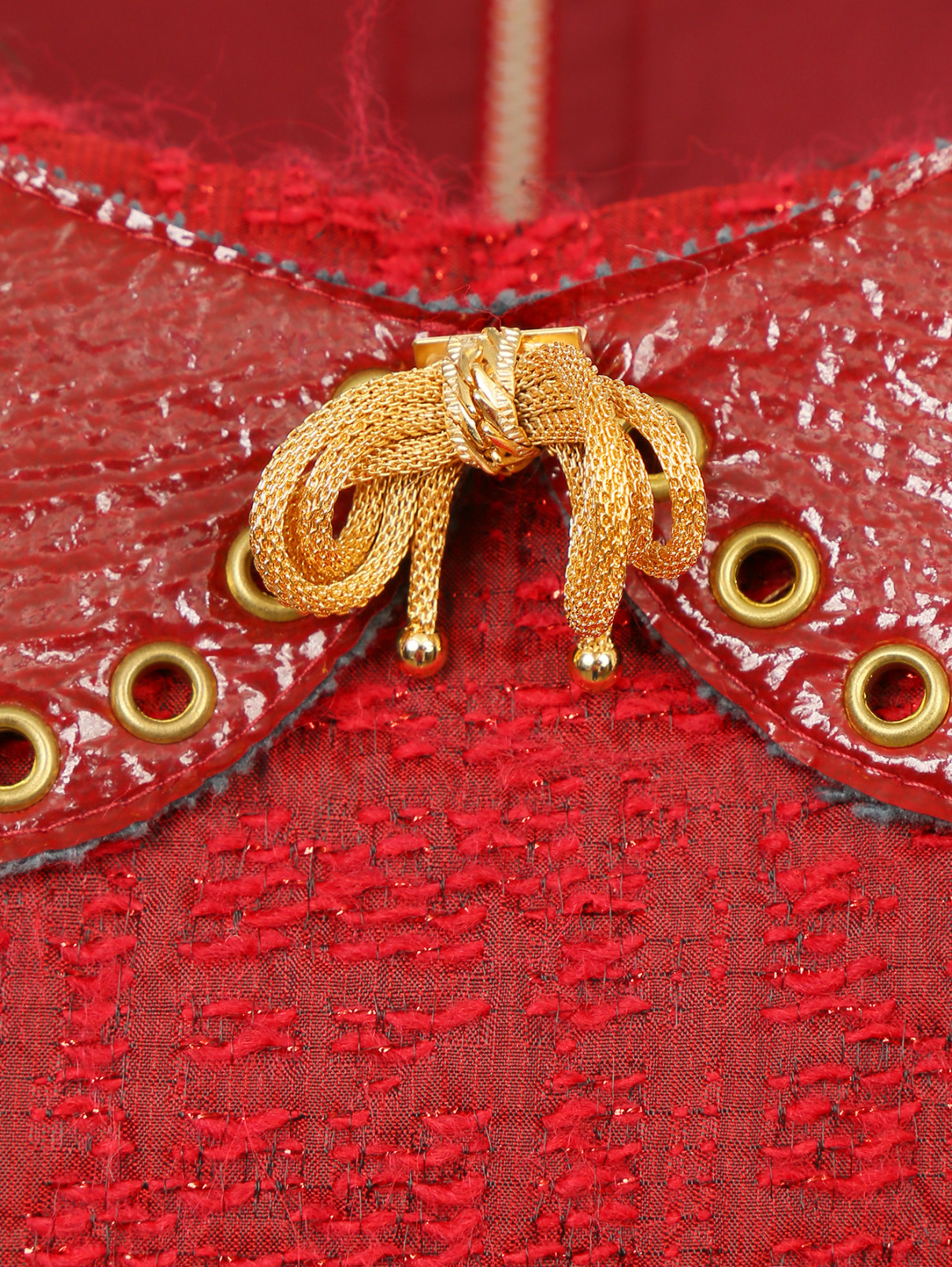 Блуза из фактурного материала с воротничком MiMiSol  –  Деталь  – Цвет:  Красный