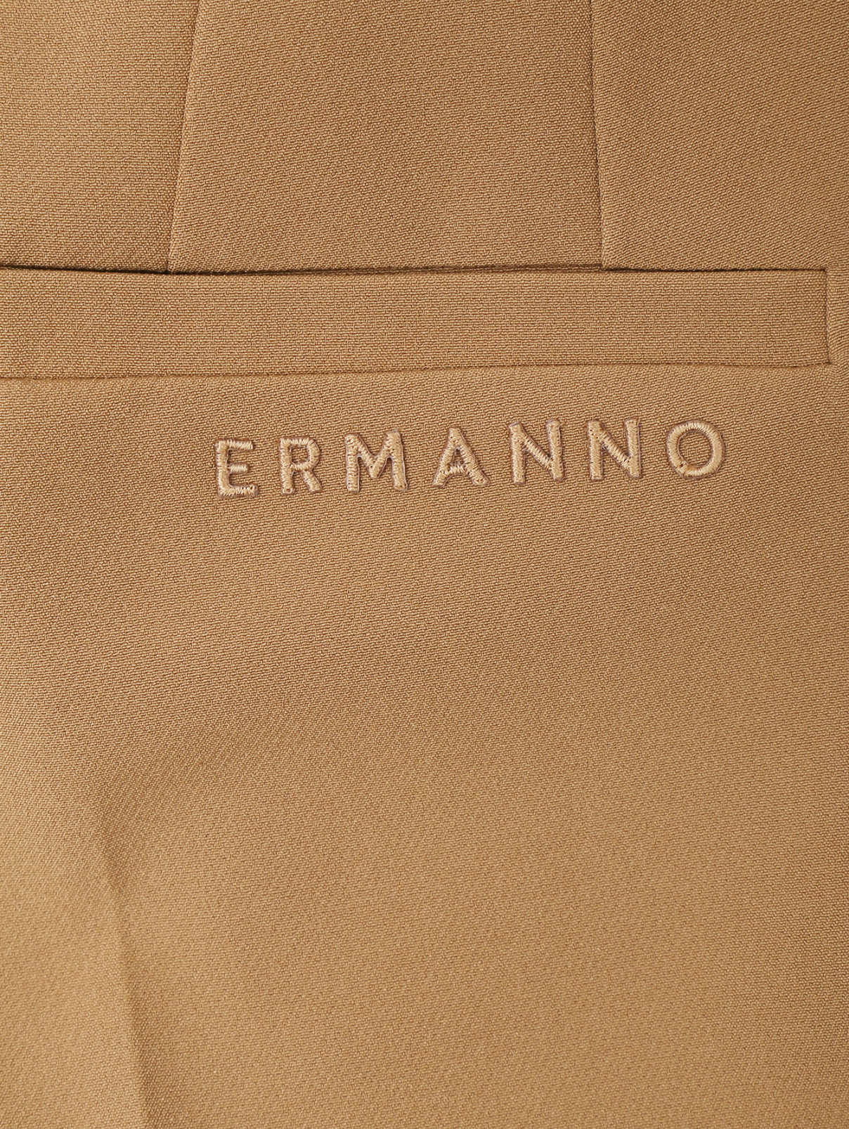 Брюки однотонные с защипами Ermanno Firenze  –  Деталь1  – Цвет:  Бежевый