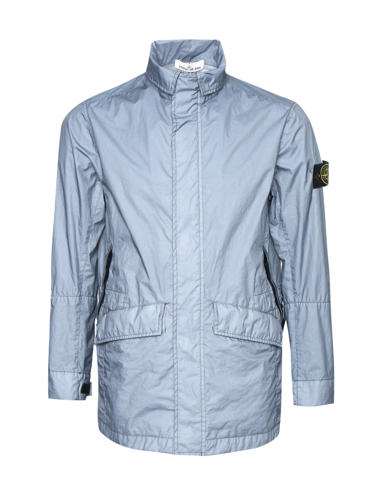 Куртка на молнии с карманами Stone Island  –  Общий вид  – Цвет:  Синий