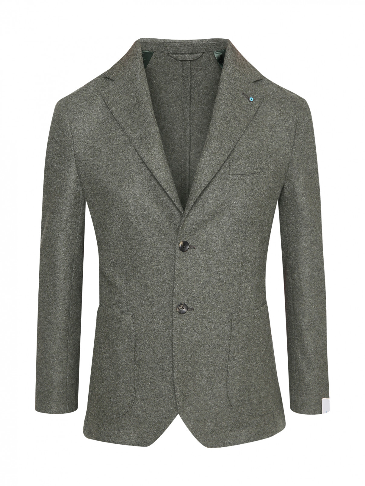 Пиджак из шерсти с накладными карманами Giampaolo  –  Общий вид  – Цвет:  Зеленый