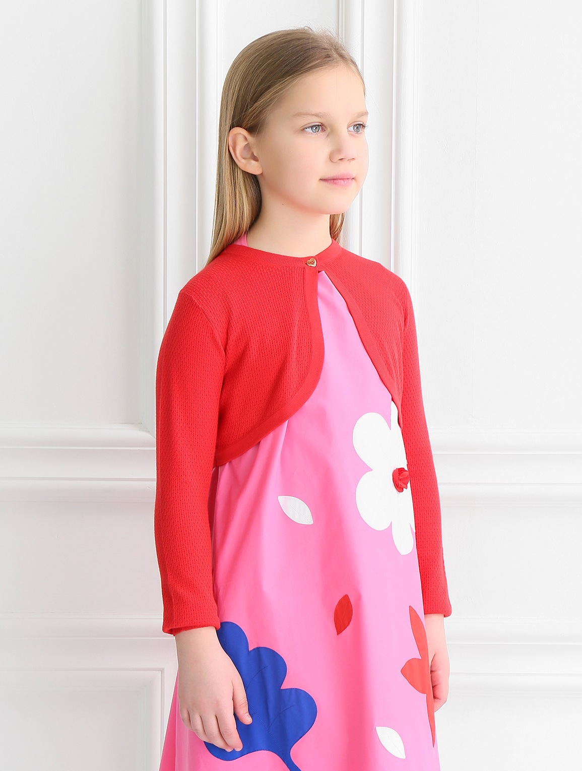 Трикотажное болеро с длинными рукавами Armani Junior  –  Модель Верх-Низ  – Цвет:  Красный