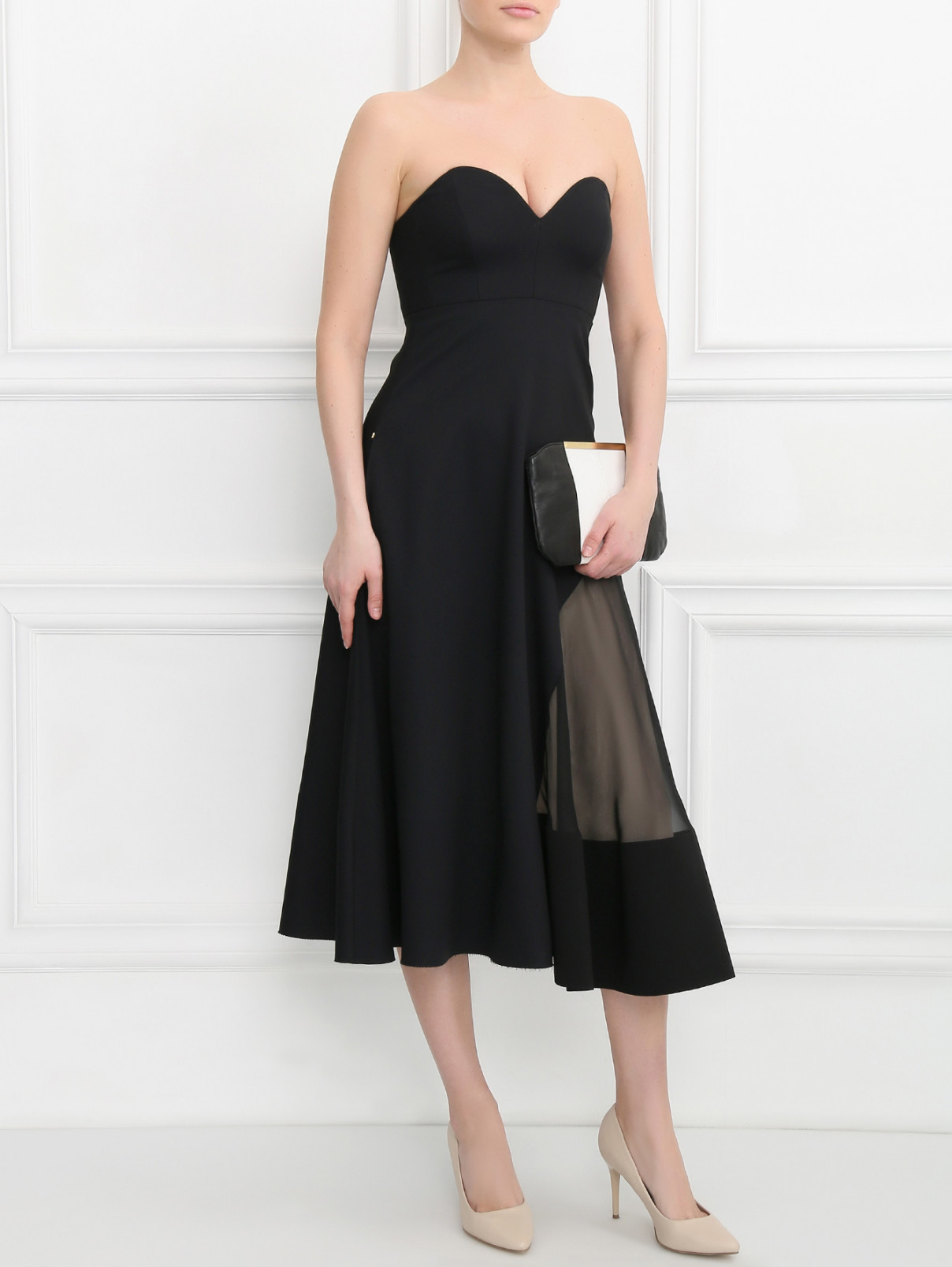 Платье-миди без бретелек Sportmax  –  Модель Общий вид  – Цвет:  Черный