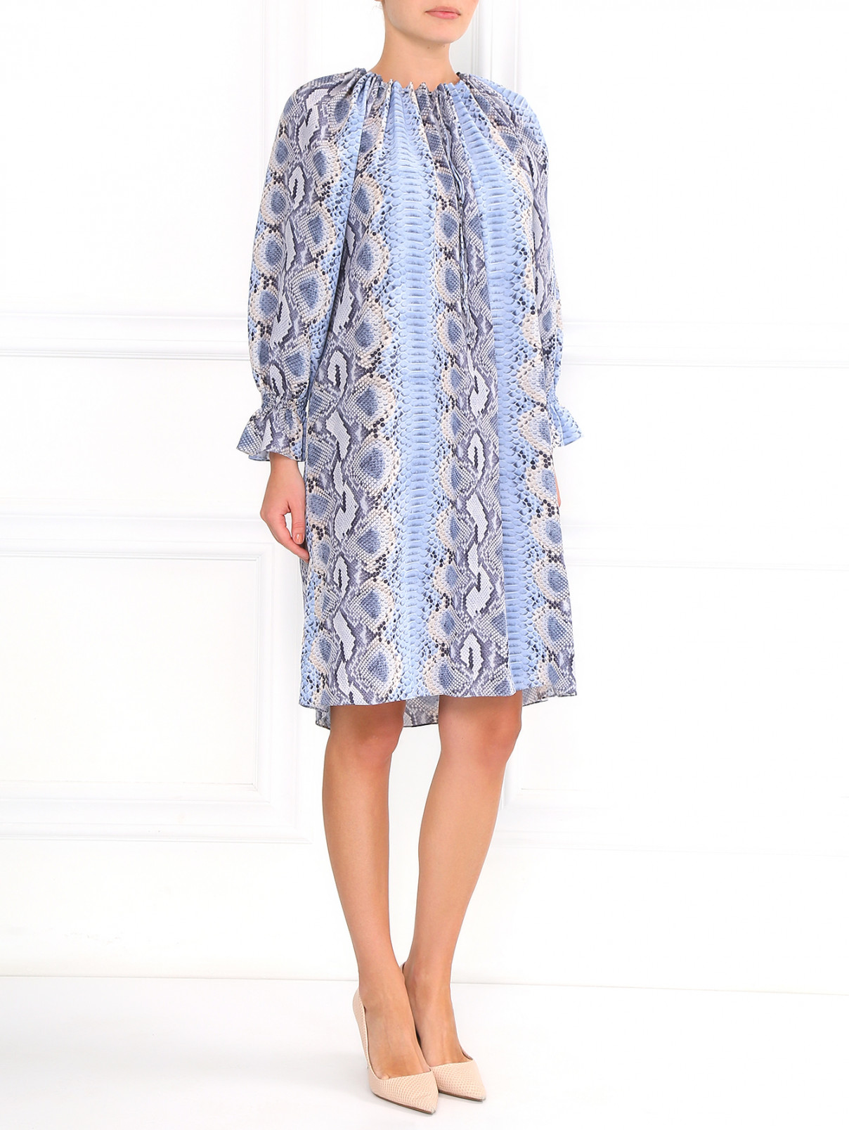Платье из шелка с абстрактным принтом Ermanno Scervino  –  Модель Общий вид  – Цвет:  Узор