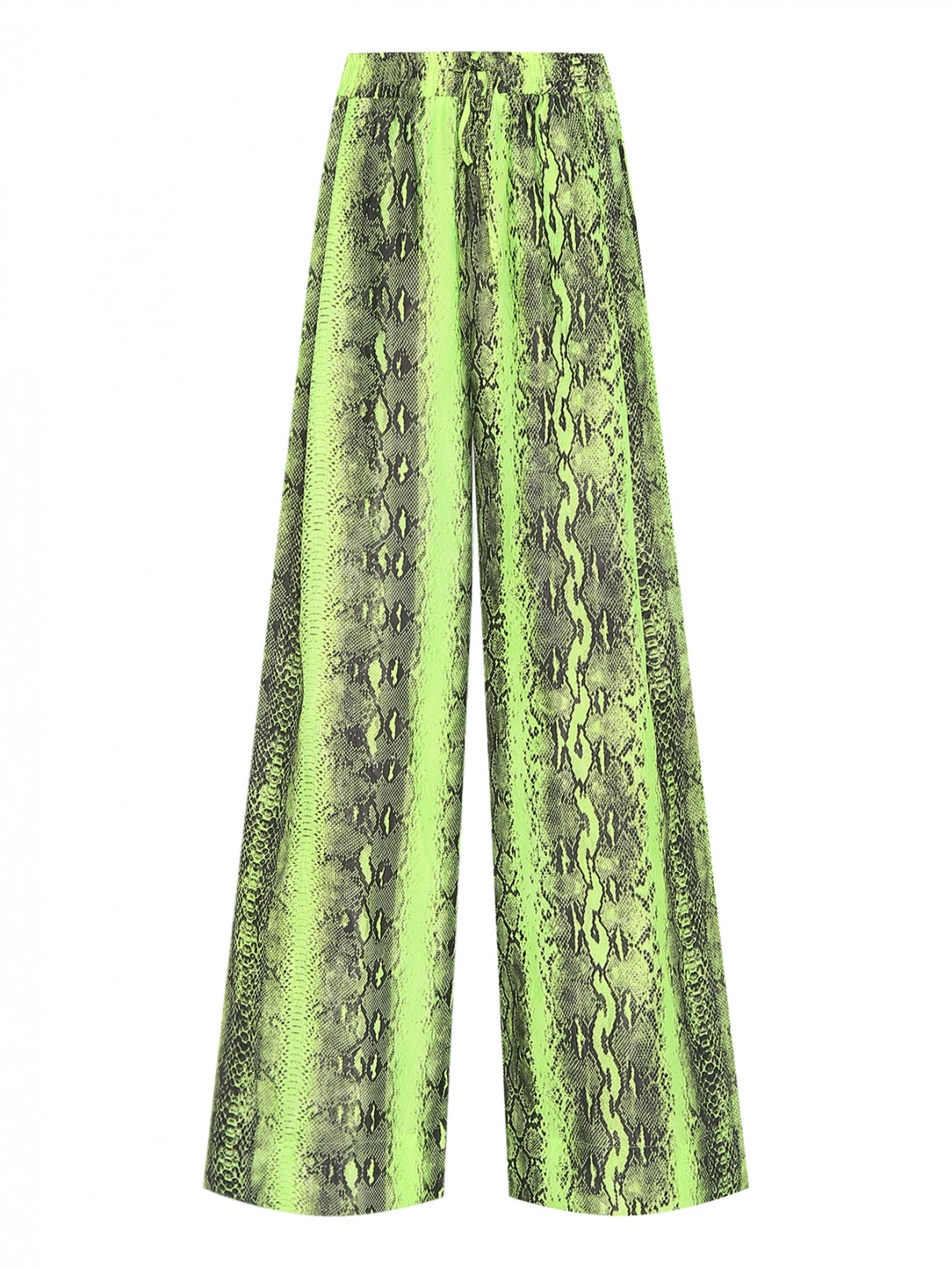 Широкие брюки с узором под змею Essentiel Antwerp  –  Общий вид  – Цвет:  Зеленый